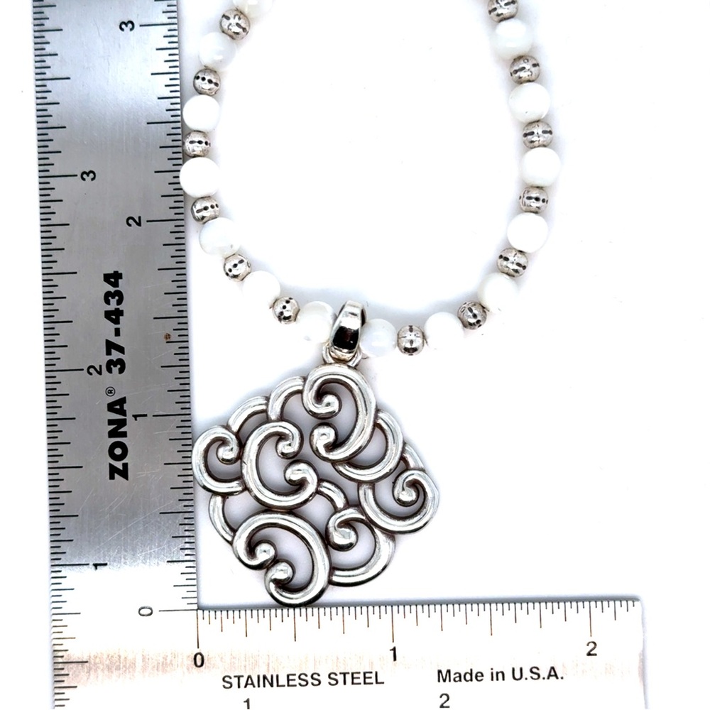 Brighton Swirl Pendant Necklace - White Beaded Women's Jewelry - Picture 5 of 6